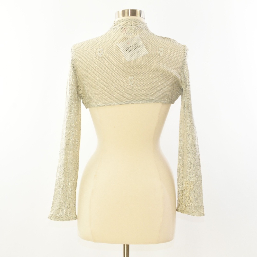 Joseph Ribkoff Scalloped Silver Shrug Stand Up Collar Avante Garde 6 - Picture 4 of 7